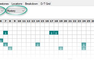 The calendar shows which days you've found caches on. Challenge yourself to fill in the entire calendar. The calendar can be filtered by year and by type: 