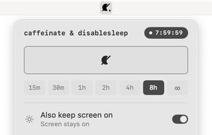 The panel opens from the menu bar icon