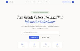 140+ free business calculators and AI tools. Search by category, embed on your website, and start capturing leads in minutes.