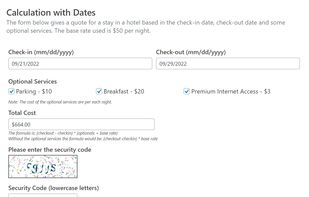 Sample calculated form