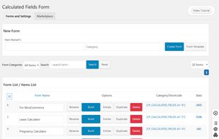 Forms management panel