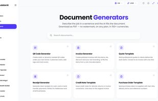 Document generators for invoices, quotes, receipts, purchase orders, credit notes and QR codes with PDF export.