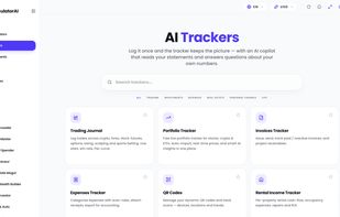 AI-powered trackers for investments, trading, expenses, invoices, rental income and other financial activities.