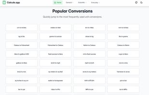 Popular Conversions link to the pages