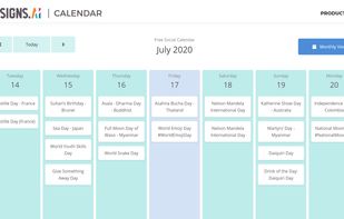 Weekly view of all the major holidays and events around the world. 