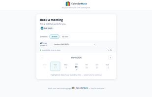 CalendarMate Booking Screen