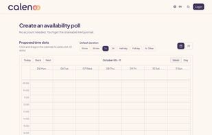 Create an availability poll on a visual calendar, no account needed.