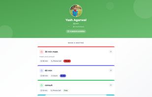 View of your booking options. 