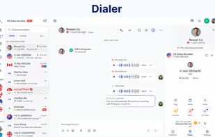 Make and manage business calls with an intuitive dialer featuring call recording, call summaries, contact details, and quick access to notes, tags, and call controls from a single interface.