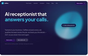 Homepage — CallNeo answers inbound calls 24/7, qualifies the caller, and books the job.