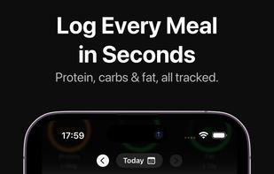 Full meal log with per-meal macro breakdown. Protein, carbs, and fat tracked for every entry.