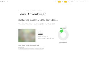 Shutter count data for a Nikon camera. You can see the elapsed life and the remaining life, along with its shutter count and EXIF metadata