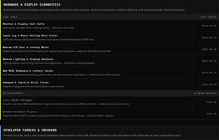 Full tools catalog (1 of 2): hardware, developer, and security tools