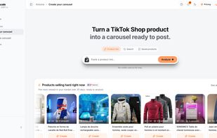 Create: paste your TikTok Shop product link, Carouscale writes and renders a ready-to-post carousel on a structure that already did 100K+ views.