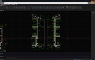 A DWG wall section detail, opened and rendered in the browser.