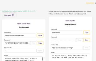 Team vault access panel - desktop