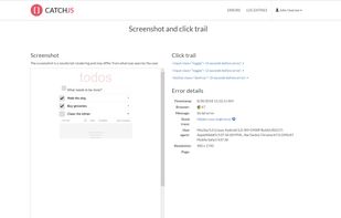 Automatic capture of screenshots and click trails lets you retrace the steps that led to the error.