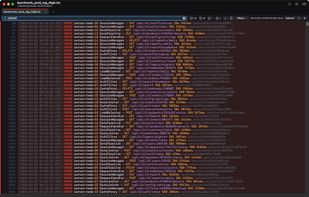 Filtered to ERROR — 160,846 matching lines out of 8 million, original line numbers preserved, applied in about a quarter of a second.