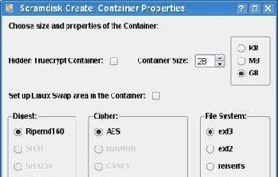 Truecrypt container creation