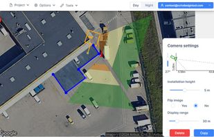 Features like: drawing walls, night preview, changing angles and settings of cameras