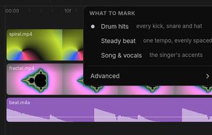 Auto hits: beat markers on the timeline