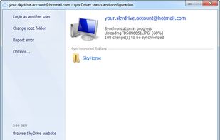 SkyDrive status and configuration