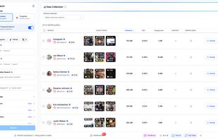 Discovery dashboard with filters for niche, location, followers, engagement, and brand affinity — AI agents can run these same searches from conversation
