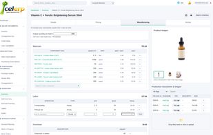 Manufacturing ERP tools for bills of materials, production runs, raw material consumption, finished goods, and true unit costing.