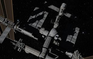 A detailed model of the International Space Station in Celestia.