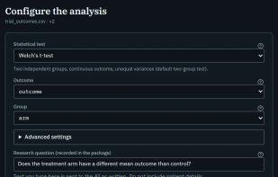 The suggested method and columns arrive filled in. Add your question and run.