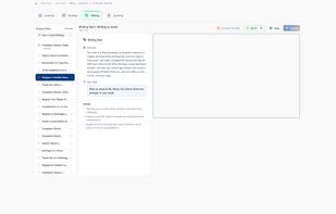 Writing practice: Task 1 email prompt with instructions and response editor.