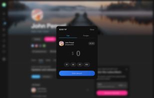 tip modal open in creator page cenntre.com
