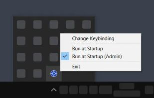 Centawin icon in the tray with the menu opened