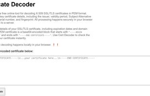 Main and only screen for cert decoder.

