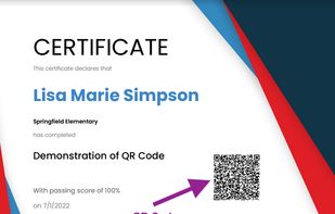 Template with QR code that demostrates how valid is the certificate