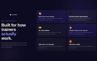 One Click Batch Generation — 100 certificates in under 5 minutes