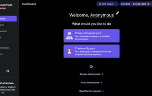 Home page of the dApp