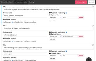 changed.online List of monitored pages