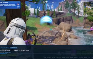Live TV playback with channel information, program timing, Viewer Clock status, playback controls, and quick channel navigation.