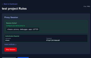 dashboard of the sessions