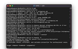 Effortless file security: encrypting data on macOS with a single chapose command.