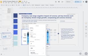 The in-chart editor: format values, scale, fonts and colours without leaving Slides.