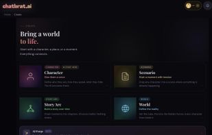 The modular builder: combine Characters, Scenarios, Story Arcs and Worlds like building blocks, no setup or API keys needed