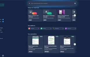 Teams connect Instagram, WhatsApp, TikTok, and more from one hub, then activate ready-made automations — like replying to Reels comments or answering WhatsApp messages with AI — without building flows from scratch.