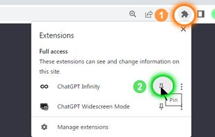 Instructions to pin icon to Chrome toolbar