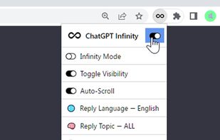 Master toggle switch in Chrome toolbar menu