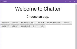 The main page of Chatter (as of Version 1.0.0)