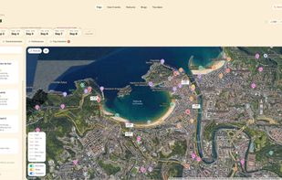 The trip map: every stop of the itinerary pinned on an interactive map, with routes between them.