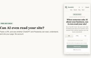Paste a URL to check whether ChatGPT and Perplexity can read, understand, and cite your page. Free, no account.