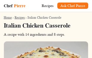 The same recipe page on a phone
